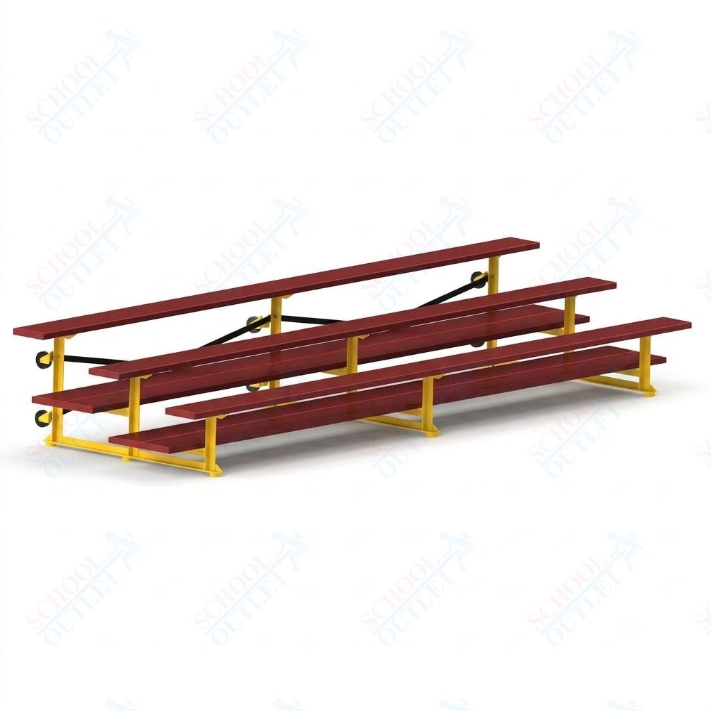 Jaypro Sports Bleacher  - 3 Row - Tip & Roll, Double Foot Plank, Powder Coated - 15' L (BLDP-3TRGPC)