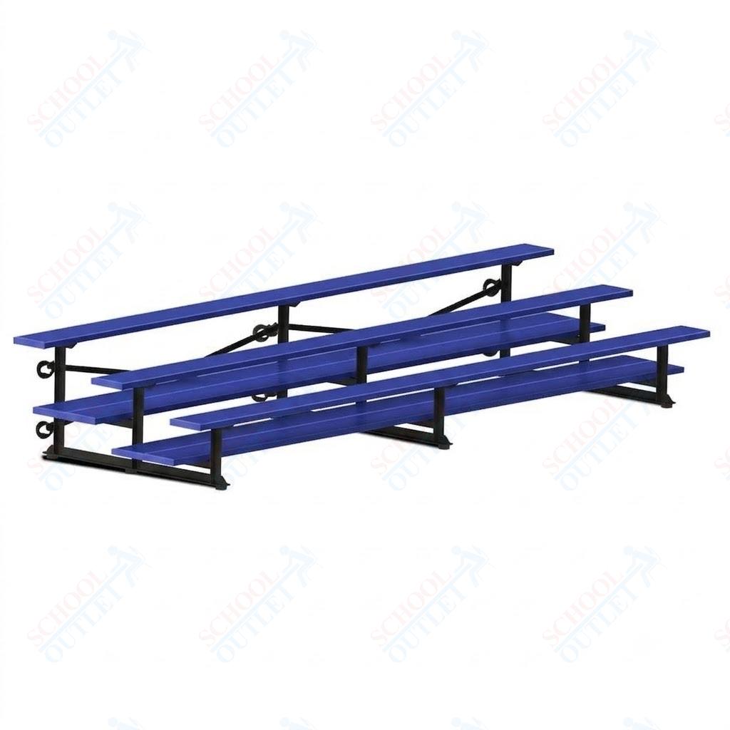 Jaypro Sports Bleacher  - 3 Row - Tip & Roll, Double Foot Plank, Powder Coated - 15' L (BLDP-3TRGPC)
