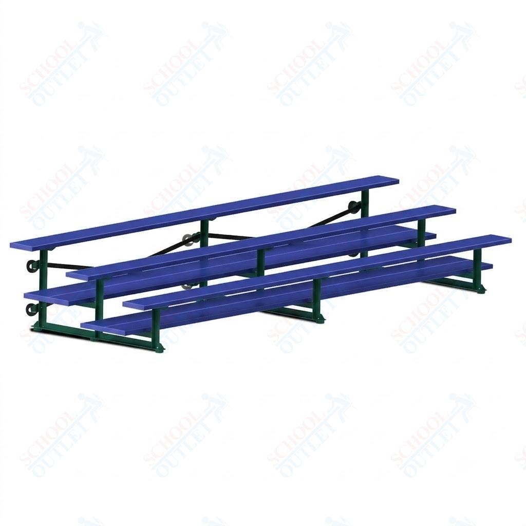 Jaypro Sports Bleacher  - 3 Row - Tip & Roll, Double Foot Plank, Powder Coated - 15' L (BLDP-3TRGPC)