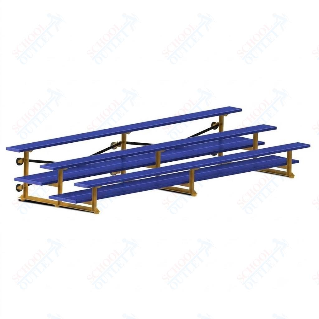 Jaypro Sports Bleacher  - 3 Row - Tip & Roll, Double Foot Plank, Powder Coated - 15' L (BLDP-3TRGPC)
