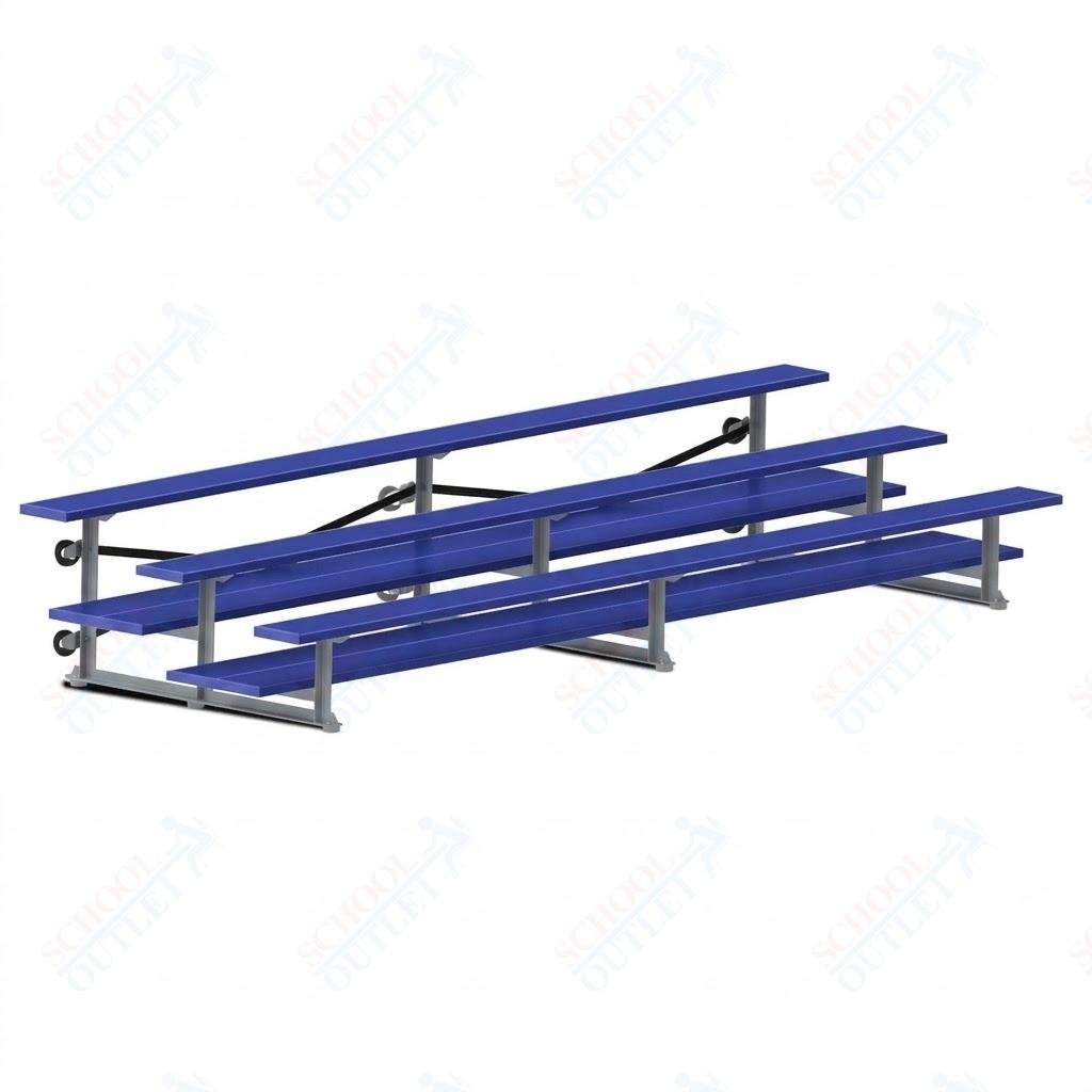 Jaypro Sports Bleacher  - 3 Row - Tip & Roll, Double Foot Plank, Powder Coated - 15' L (BLDP-3TRGPC)