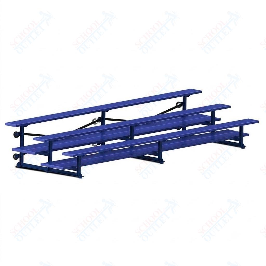Jaypro Sports Bleacher  - 3 Row - Tip & Roll, Double Foot Plank, Powder Coated - 15' L (BLDP-3TRGPC)