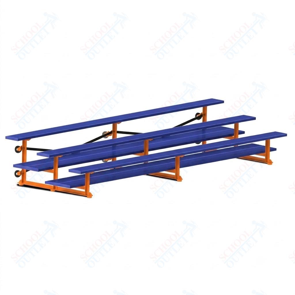 Jaypro Sports Bleacher  - 3 Row - Tip & Roll, Double Foot Plank, Powder Coated - 15' L (BLDP-3TRGPC)