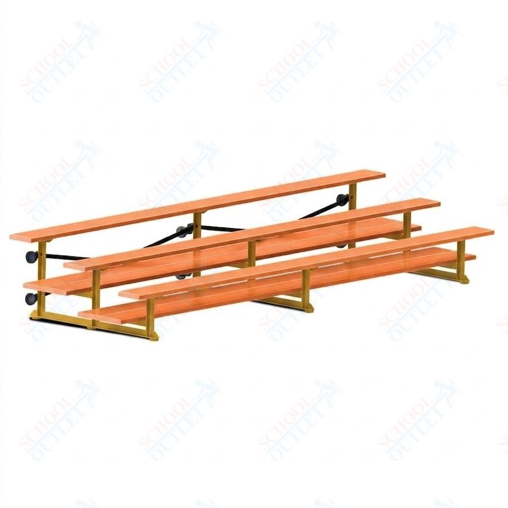 Jaypro Sports Bleacher  - 3 Row - Tip & Roll, Double Foot Plank, Powder Coated - 15' L (BLDP-3TRGPC)