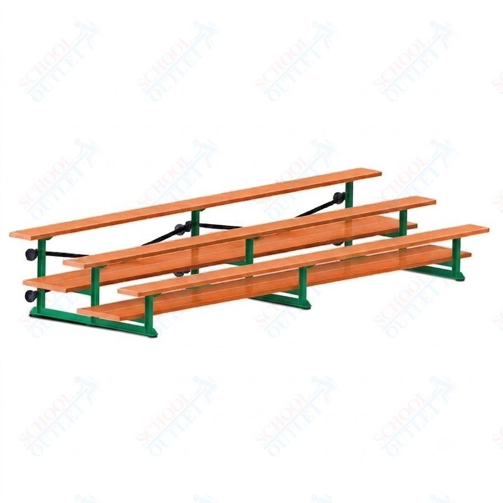 Jaypro Sports Bleacher  - 3 Row - Tip & Roll, Double Foot Plank, Powder Coated - 15' L (BLDP-3TRGPC)