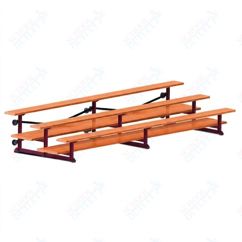 Jaypro Sports Bleacher  - 3 Row - Tip & Roll, Double Foot Plank, Powder Coated - 15' L (BLDP-3TRGPC)