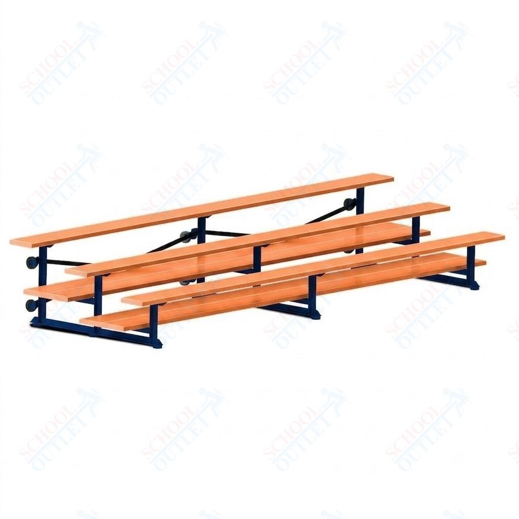 Jaypro Sports Bleacher  - 3 Row - Tip & Roll, Double Foot Plank, Powder Coated - 15' L (BLDP-3TRGPC)
