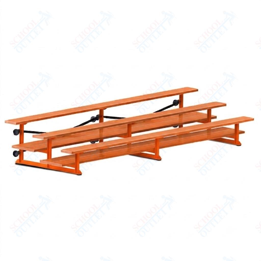 Jaypro Sports Bleacher  - 3 Row - Tip & Roll, Double Foot Plank, Powder Coated - 15' L (BLDP-3TRGPC)