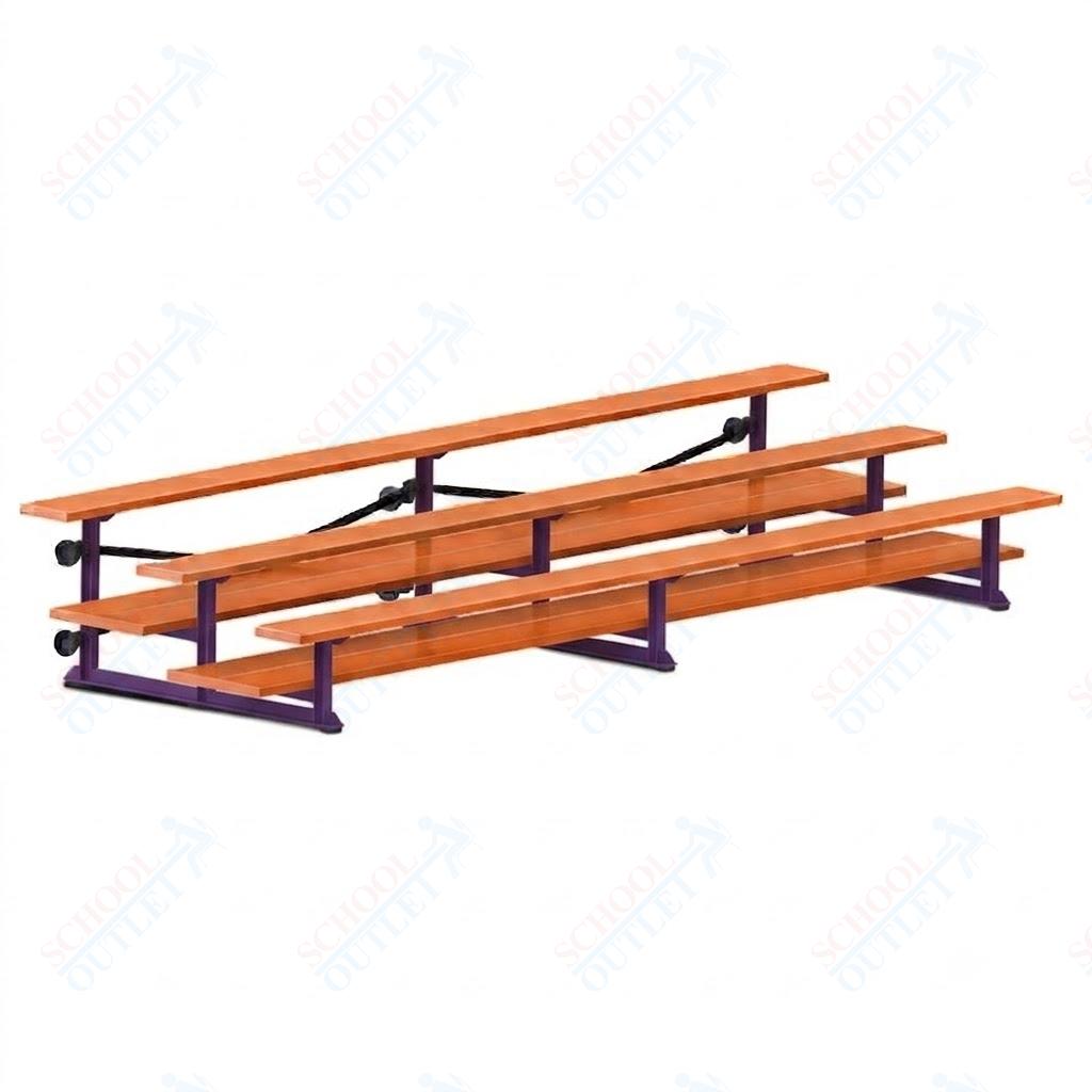Jaypro Sports Bleacher  - 3 Row - Tip & Roll, Double Foot Plank, Powder Coated - 15' L (BLDP-3TRGPC)