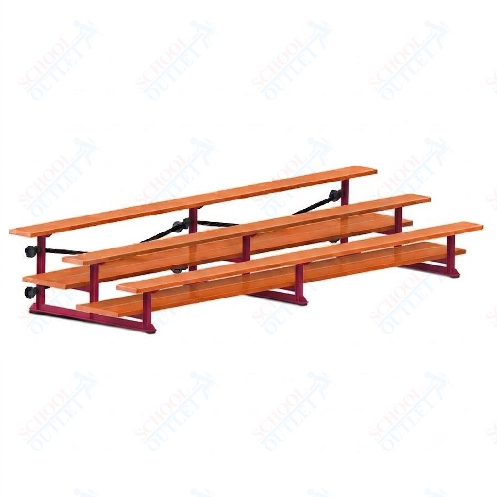 Jaypro Sports Bleacher  - 3 Row - Tip & Roll, Double Foot Plank, Powder Coated - 15' L (BLDP-3TRGPC)