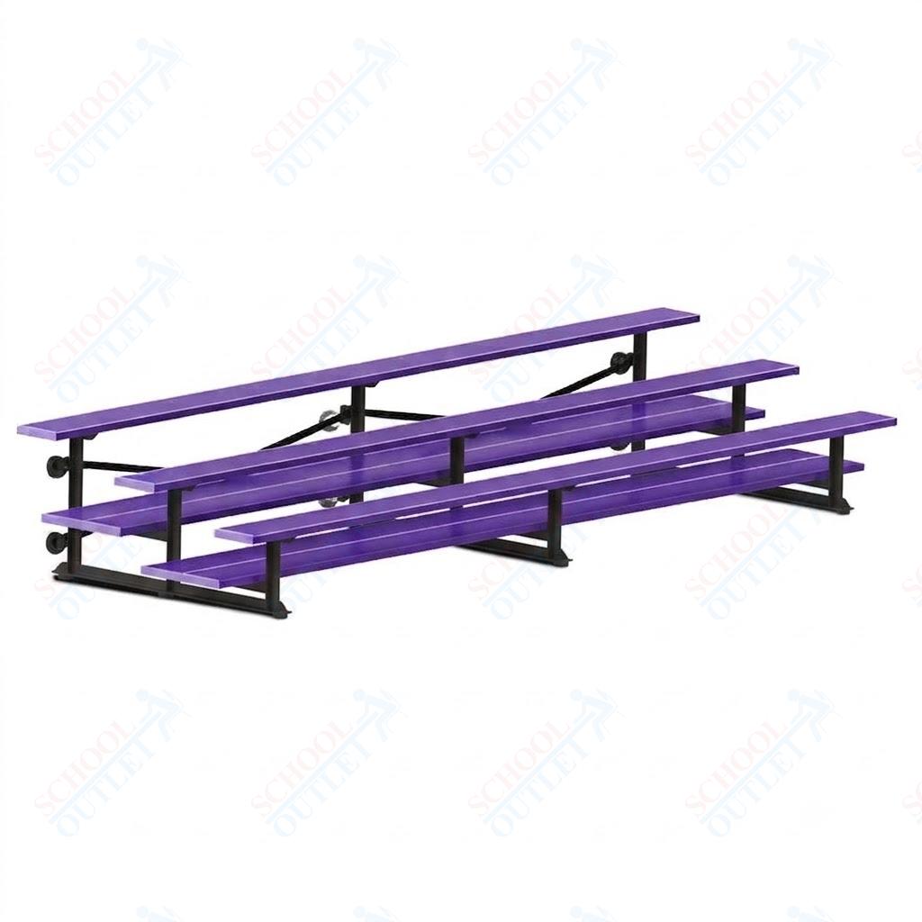 Jaypro Sports Bleacher  - 3 Row - Tip & Roll, Double Foot Plank, Powder Coated - 15' L (BLDP-3TRGPC)