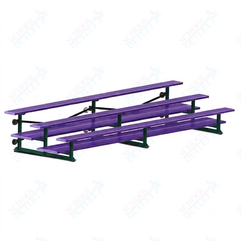 Jaypro Sports Bleacher  - 3 Row - Tip & Roll, Double Foot Plank, Powder Coated - 15' L (BLDP-3TRGPC)