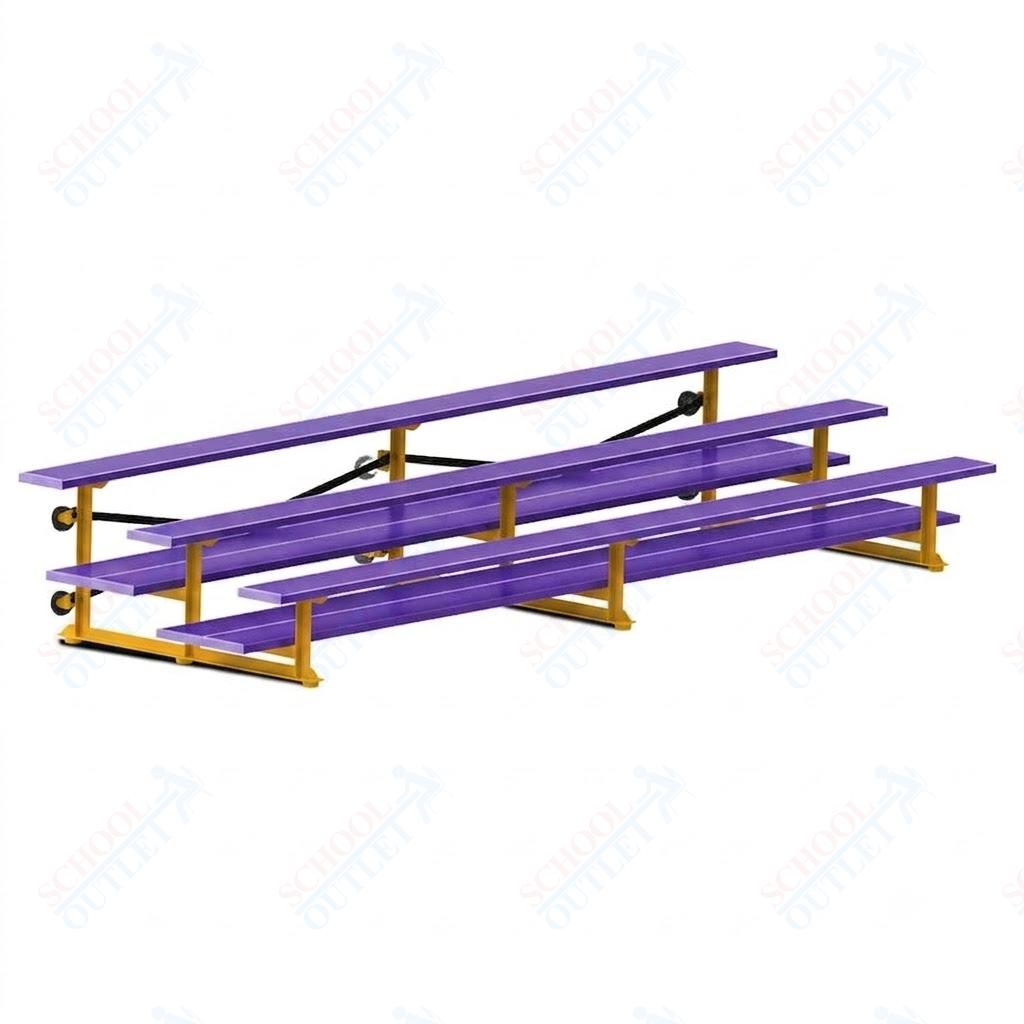 Jaypro Sports Bleacher  - 3 Row - Tip & Roll, Double Foot Plank, Powder Coated - 15' L (BLDP-3TRGPC)