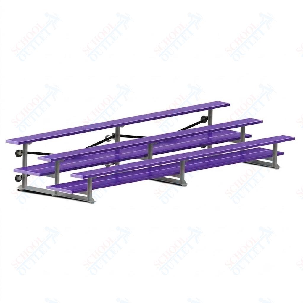 Jaypro Sports Bleacher  - 3 Row - Tip & Roll, Double Foot Plank, Powder Coated - 15' L (BLDP-3TRGPC)