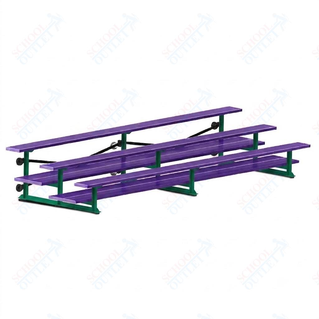 Jaypro Sports Bleacher  - 3 Row - Tip & Roll, Double Foot Plank, Powder Coated - 15' L (BLDP-3TRGPC)
