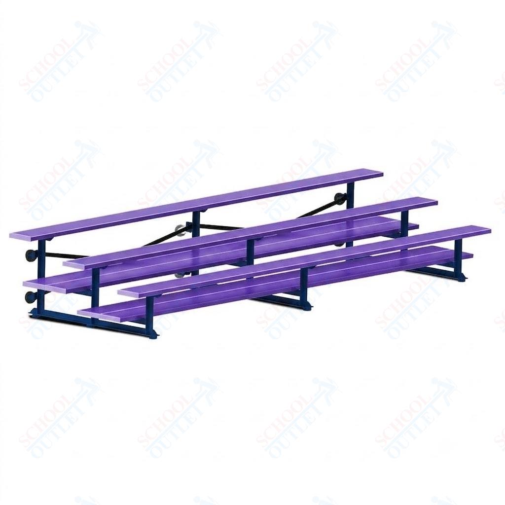 Jaypro Sports Bleacher  - 3 Row - Tip & Roll, Double Foot Plank, Powder Coated - 15' L (BLDP-3TRGPC)