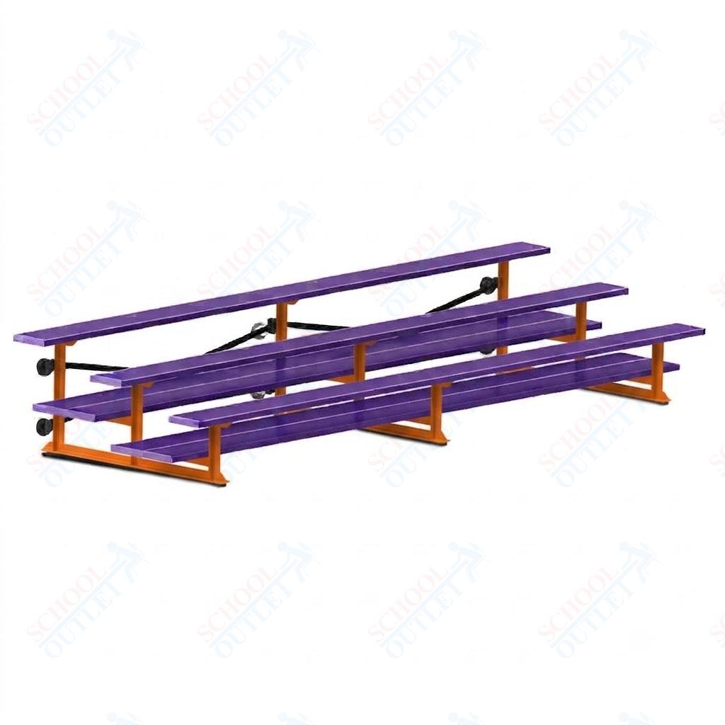 Jaypro Sports Bleacher  - 3 Row - Tip & Roll, Double Foot Plank, Powder Coated - 15' L (BLDP-3TRGPC)