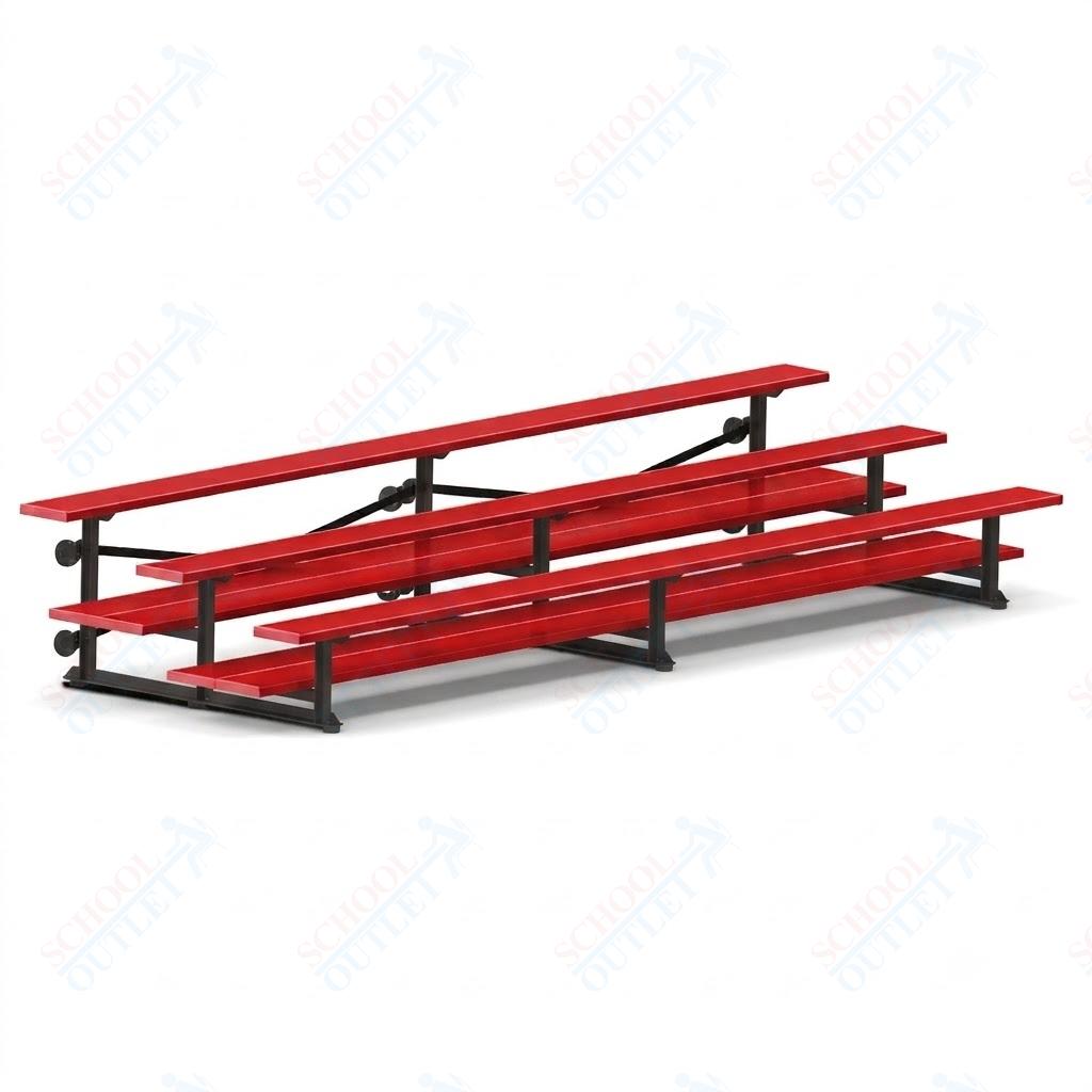 Jaypro Sports Bleacher  - 3 Row - Tip & Roll, Double Foot Plank, Powder Coated - 15' L (BLDP-3TRGPC)