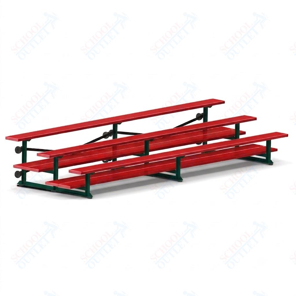 Jaypro Sports Bleacher  - 3 Row - Tip & Roll, Double Foot Plank, Powder Coated - 15' L (BLDP-3TRGPC)