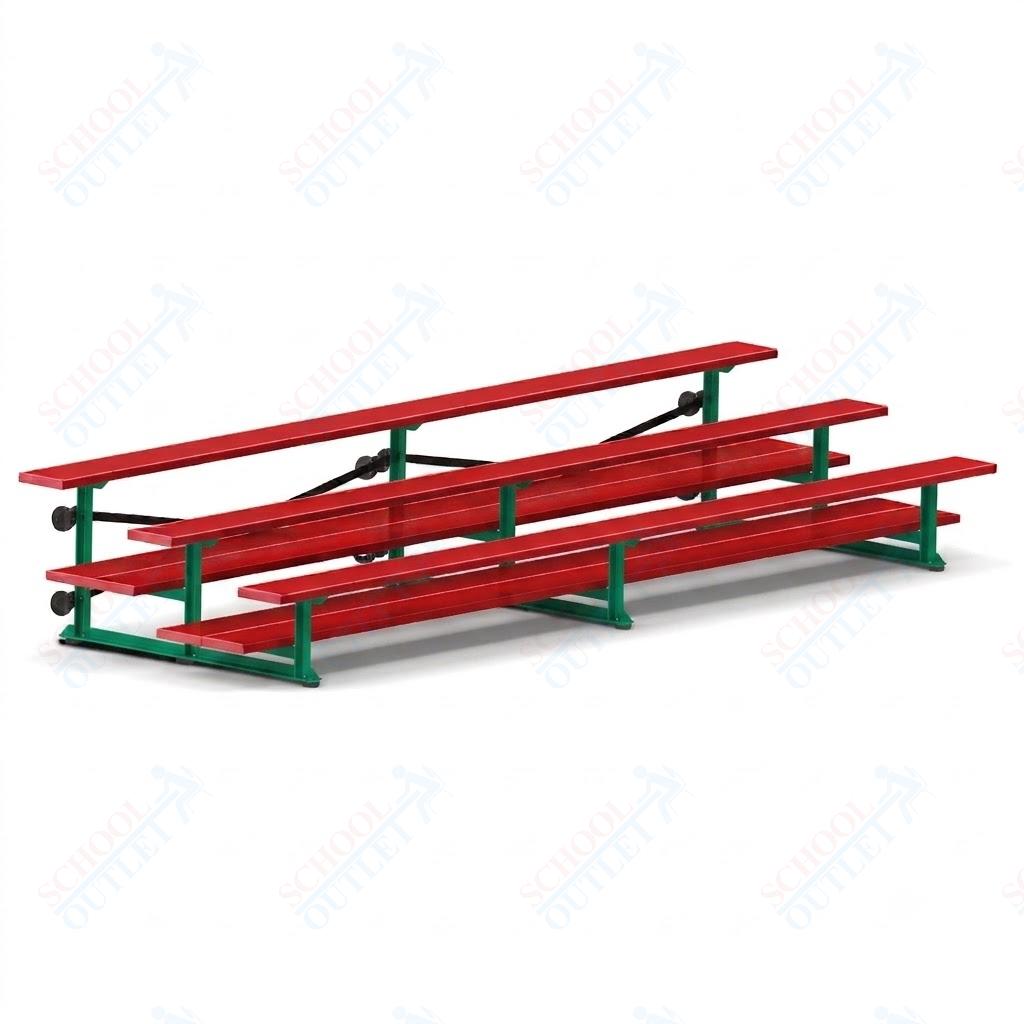 Jaypro Sports Bleacher  - 3 Row - Tip & Roll, Double Foot Plank, Powder Coated - 15' L (BLDP-3TRGPC)
