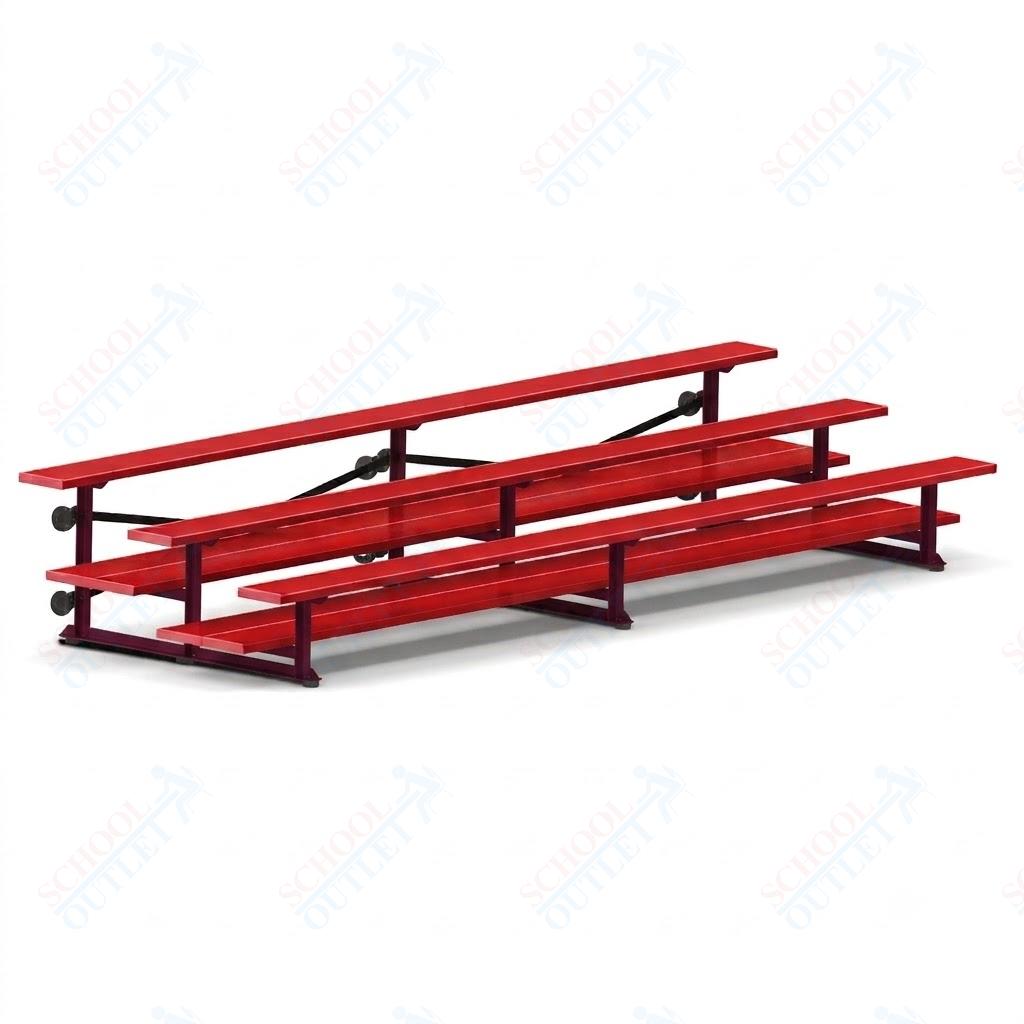 Jaypro Sports Bleacher  - 3 Row - Tip & Roll, Double Foot Plank, Powder Coated - 15' L (BLDP-3TRGPC)