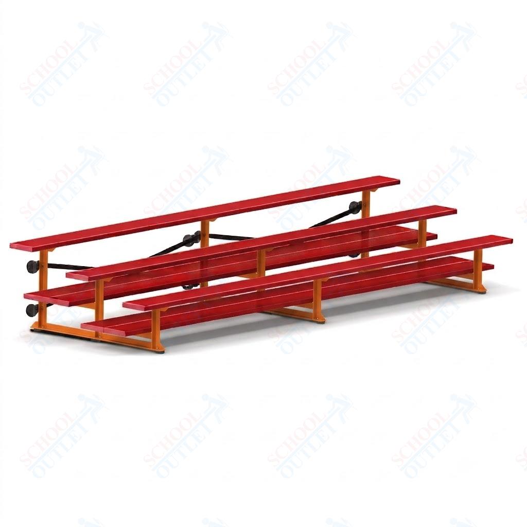 Jaypro Sports Bleacher  - 3 Row - Tip & Roll, Double Foot Plank, Powder Coated - 15' L (BLDP-3TRGPC)