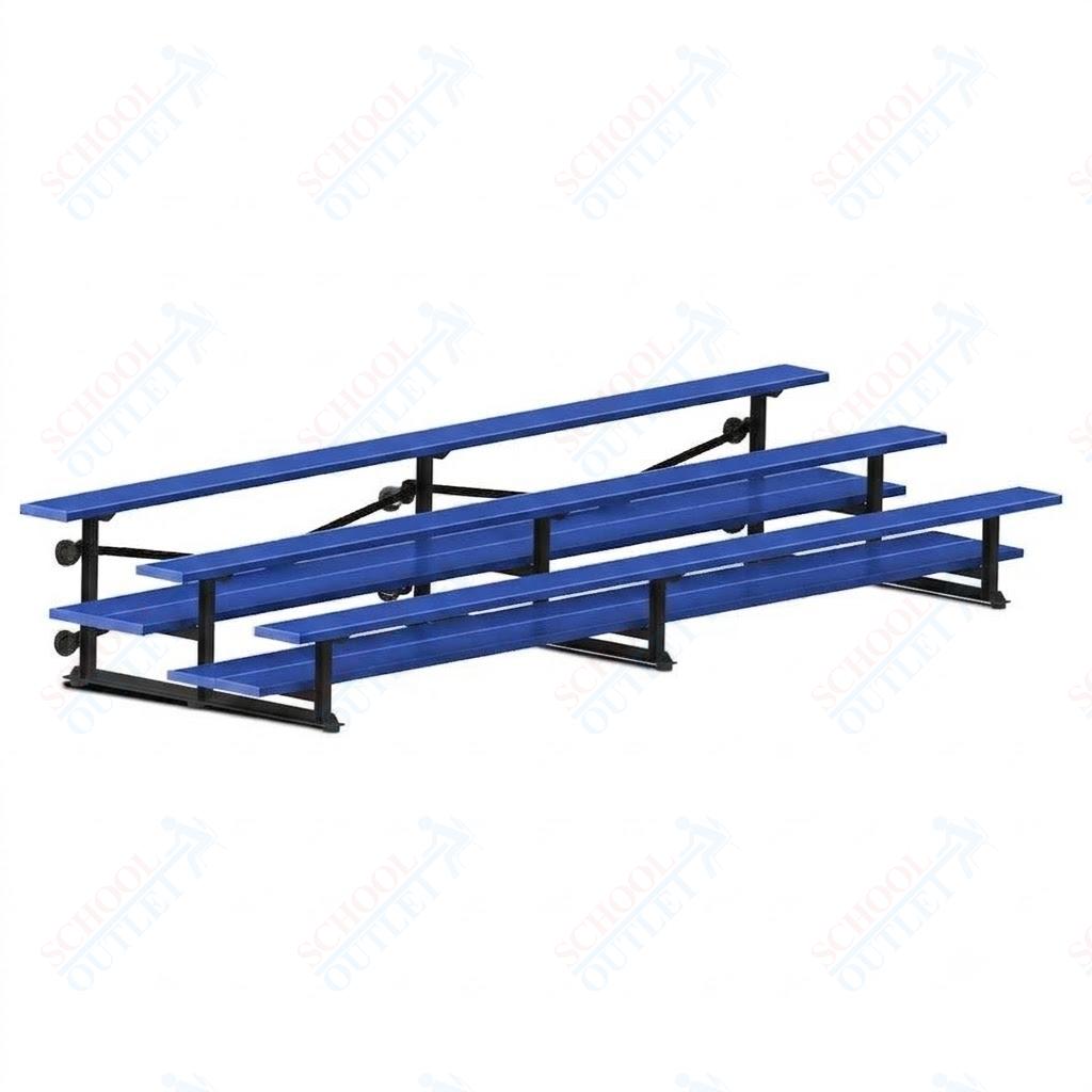 Jaypro Sports Bleacher  - 3 Row - Tip & Roll, Double Foot Plank, Powder Coated - 15' L (BLDP-3TRGPC)