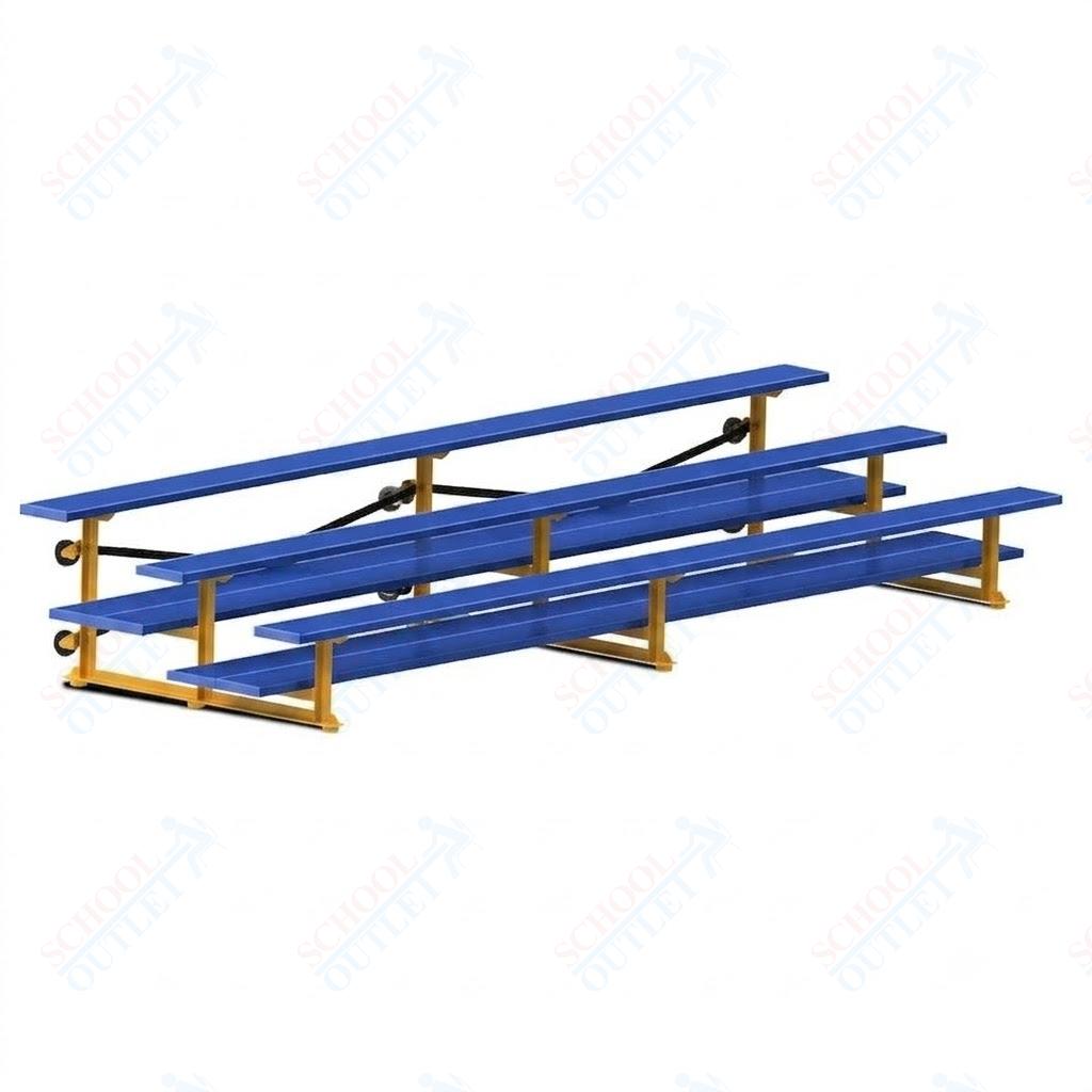Jaypro Sports Bleacher  - 3 Row - Tip & Roll, Double Foot Plank, Powder Coated - 15' L (BLDP-3TRGPC)