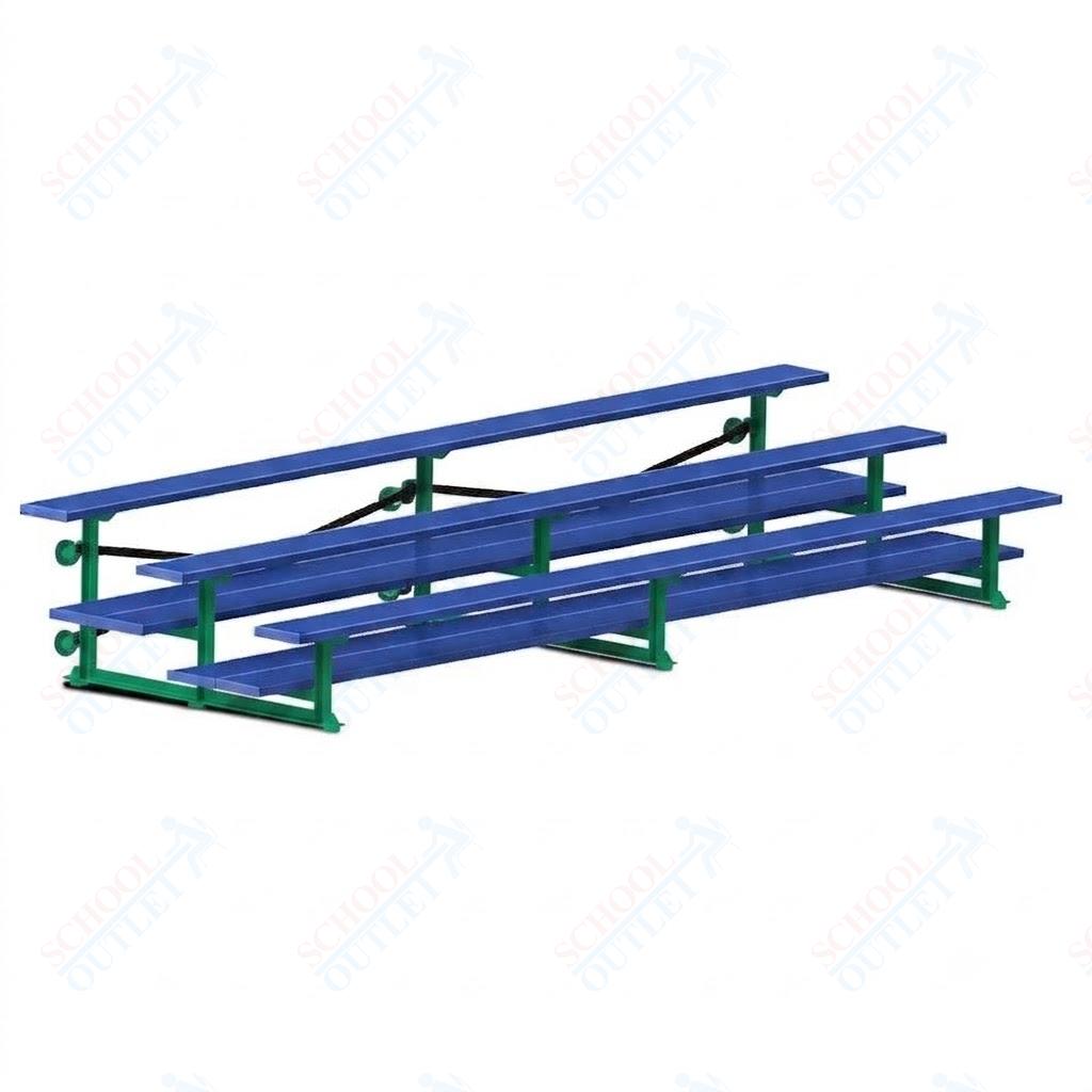 Jaypro Sports Bleacher  - 3 Row - Tip & Roll, Double Foot Plank, Powder Coated - 15' L (BLDP-3TRGPC)