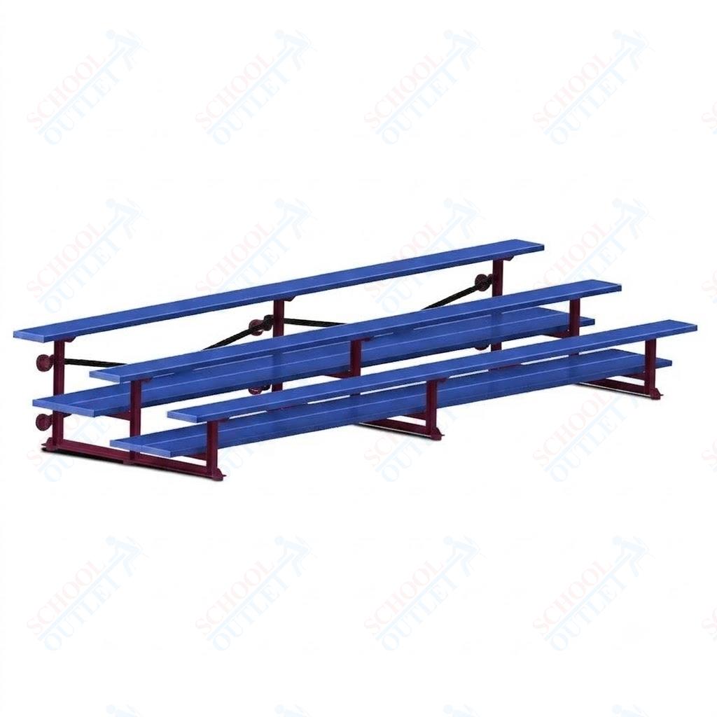 Jaypro Sports Bleacher  - 3 Row - Tip & Roll, Double Foot Plank, Powder Coated - 15' L (BLDP-3TRGPC)