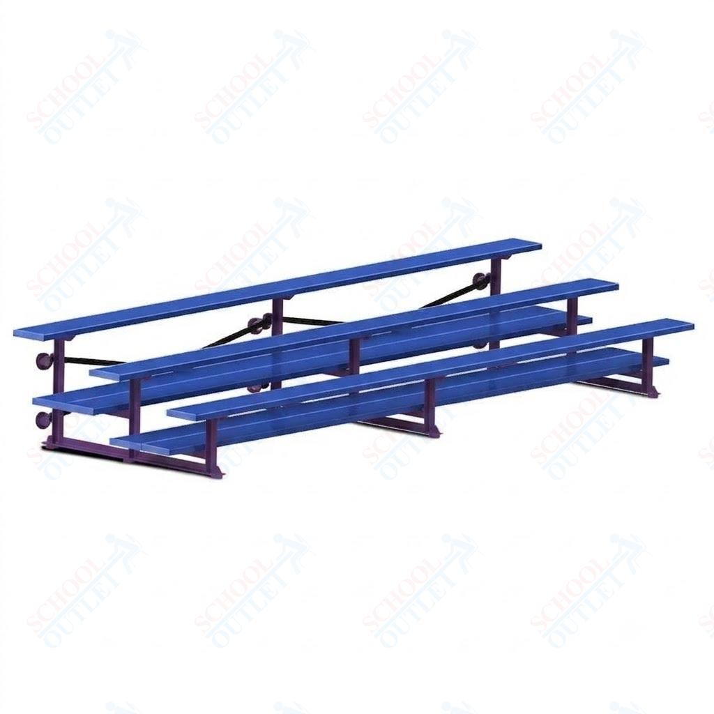 Jaypro Sports Bleacher  - 3 Row - Tip & Roll, Double Foot Plank, Powder Coated - 15' L (BLDP-3TRGPC)