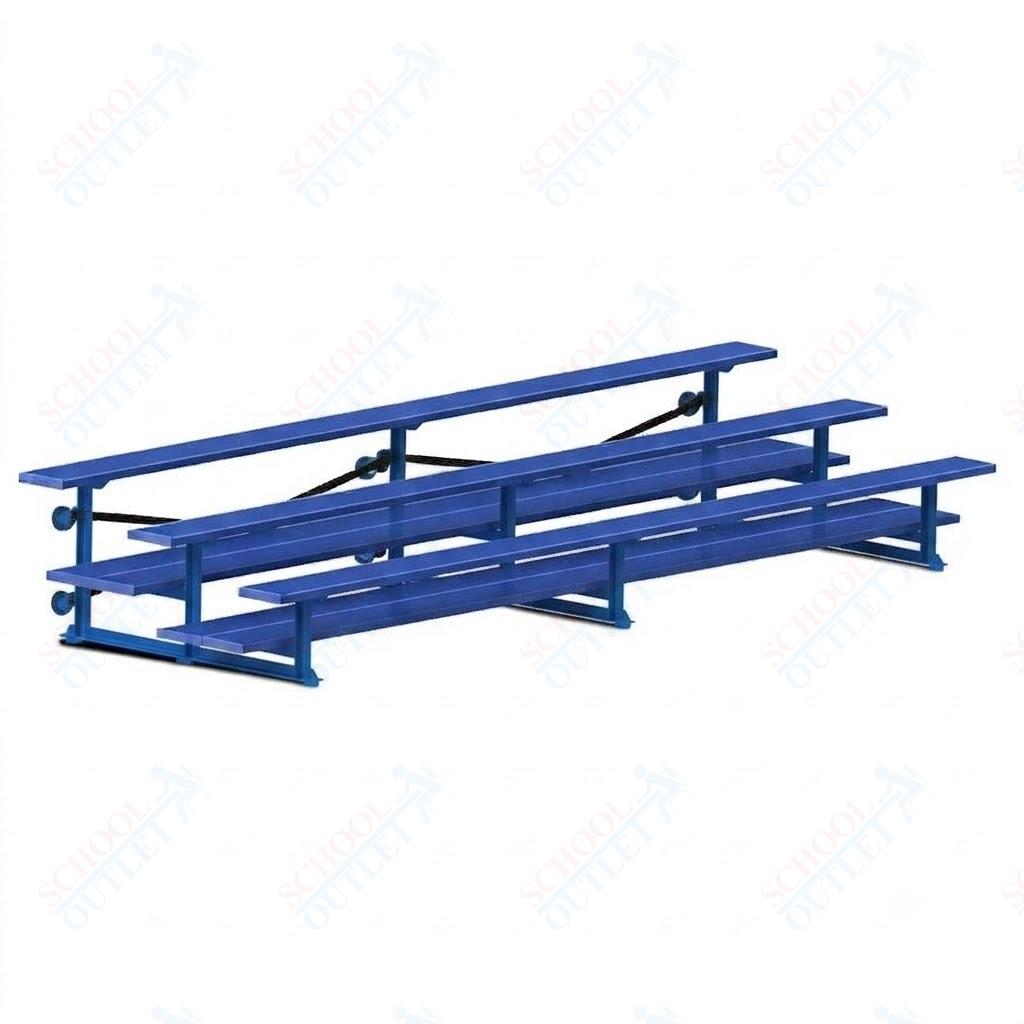 Jaypro Sports Bleacher  - 3 Row - Tip & Roll, Double Foot Plank, Powder Coated - 15' L (BLDP-3TRGPC)