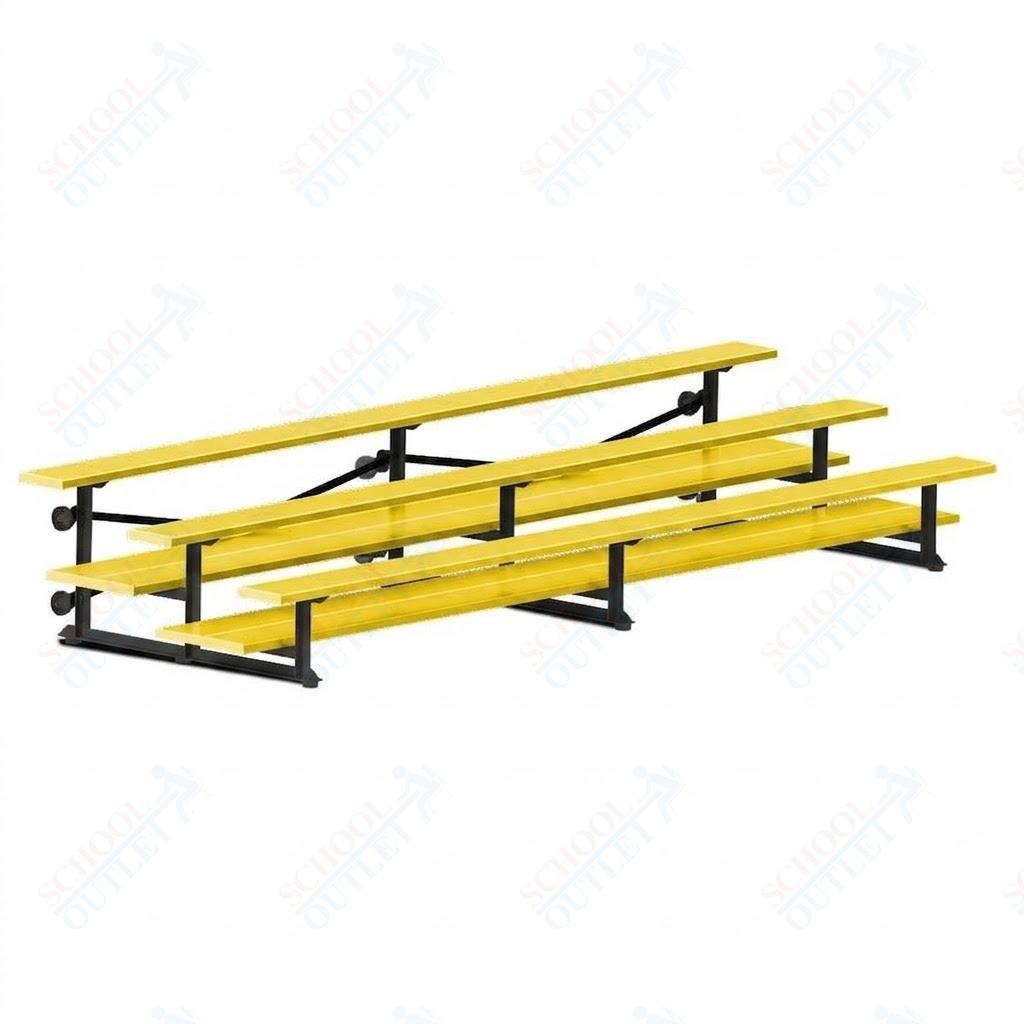 Jaypro Sports Bleacher  - 3 Row - Tip & Roll, Double Foot Plank, Powder Coated - 15' L (BLDP-3TRGPC)