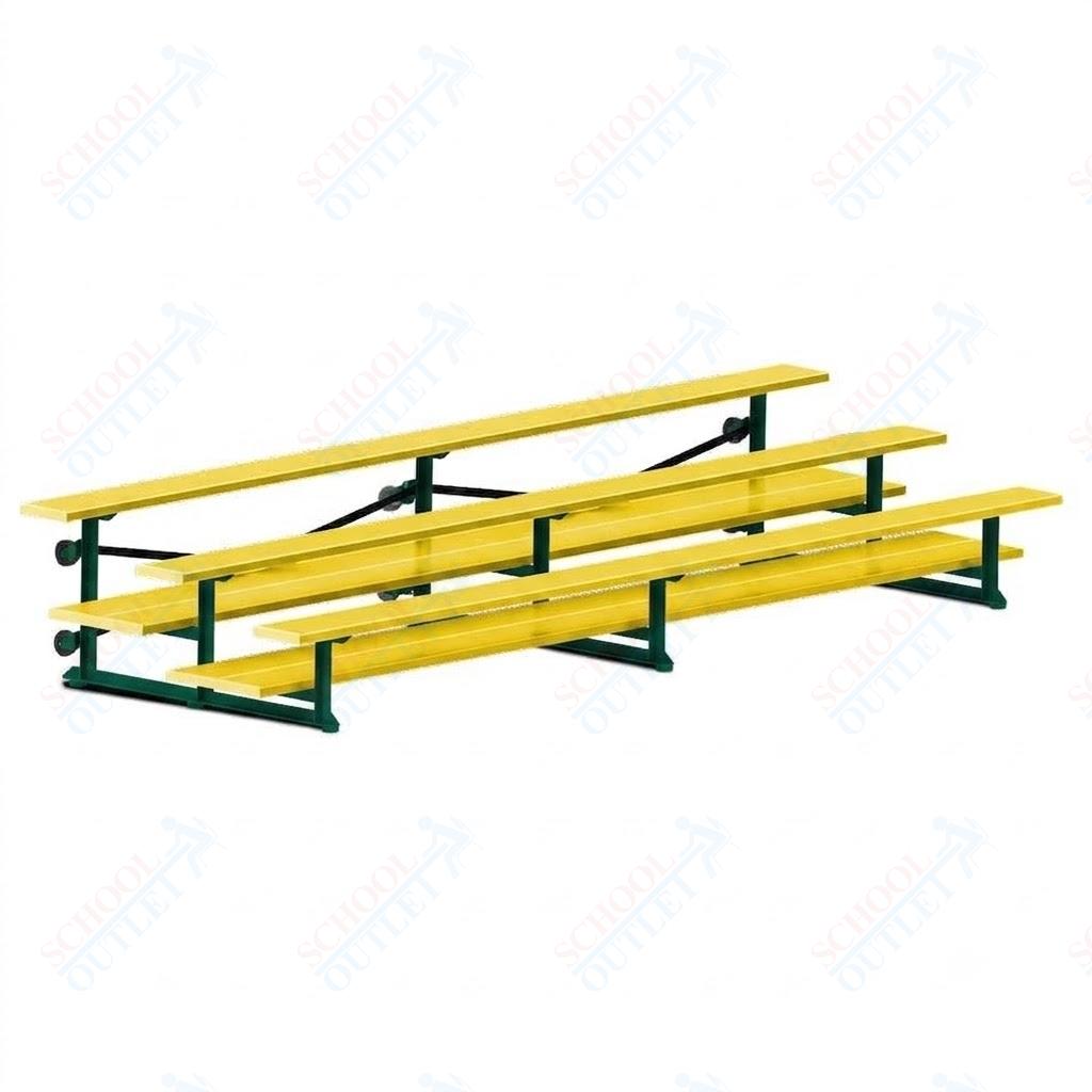 Jaypro Sports Bleacher  - 3 Row - Tip & Roll, Double Foot Plank, Powder Coated - 15' L (BLDP-3TRGPC)