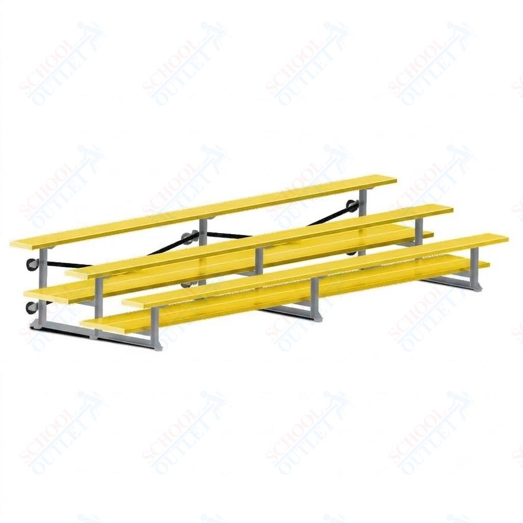 Jaypro Sports Bleacher  - 3 Row - Tip & Roll, Double Foot Plank, Powder Coated - 15' L (BLDP-3TRGPC)