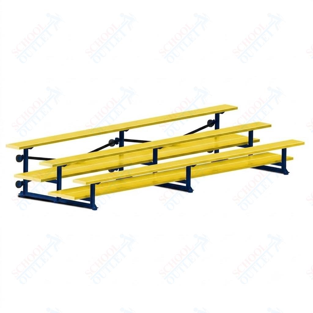 Jaypro Sports Bleacher  - 3 Row - Tip & Roll, Double Foot Plank, Powder Coated - 15' L (BLDP-3TRGPC)