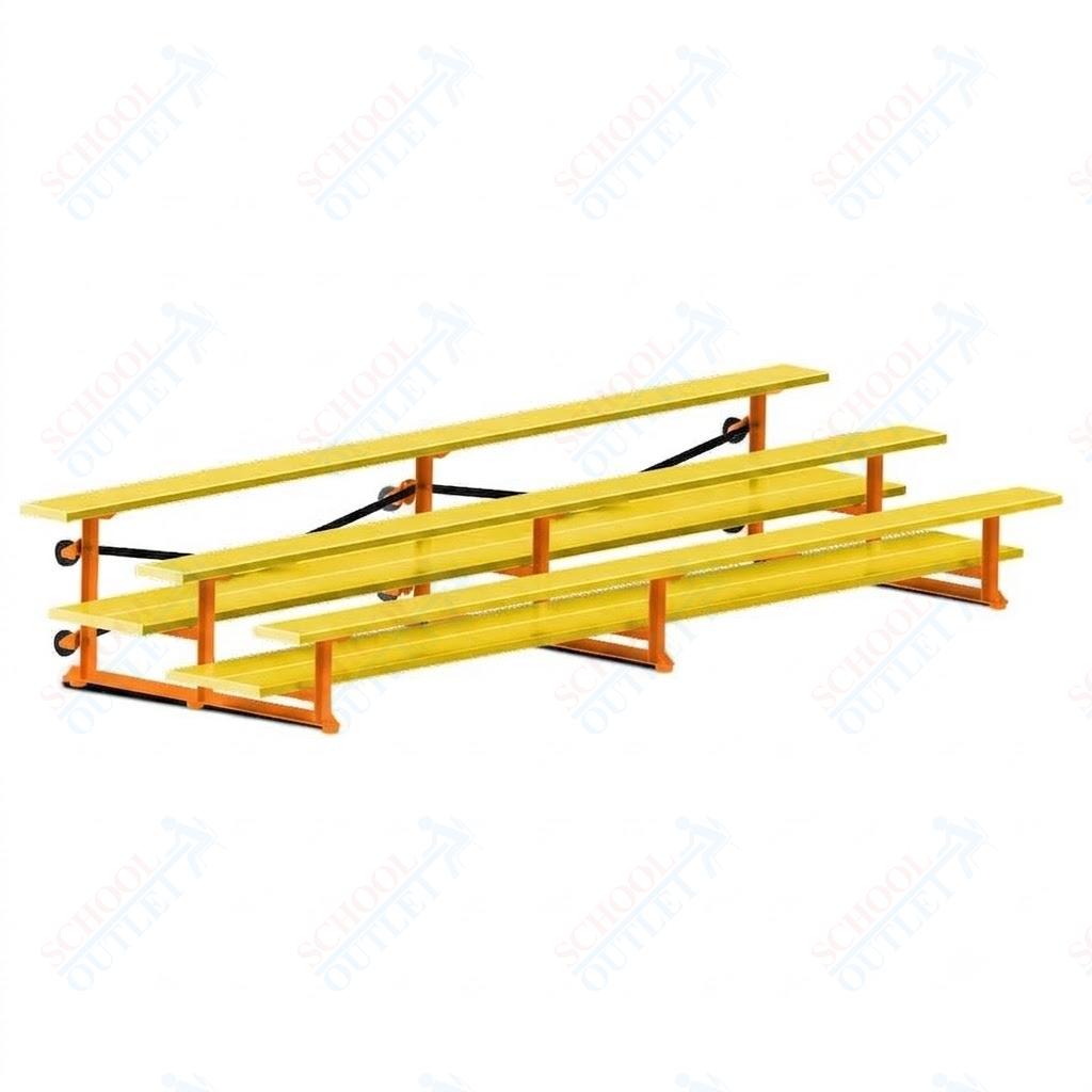 Jaypro Sports Bleacher  - 3 Row - Tip & Roll, Double Foot Plank, Powder Coated - 15' L (BLDP-3TRGPC)