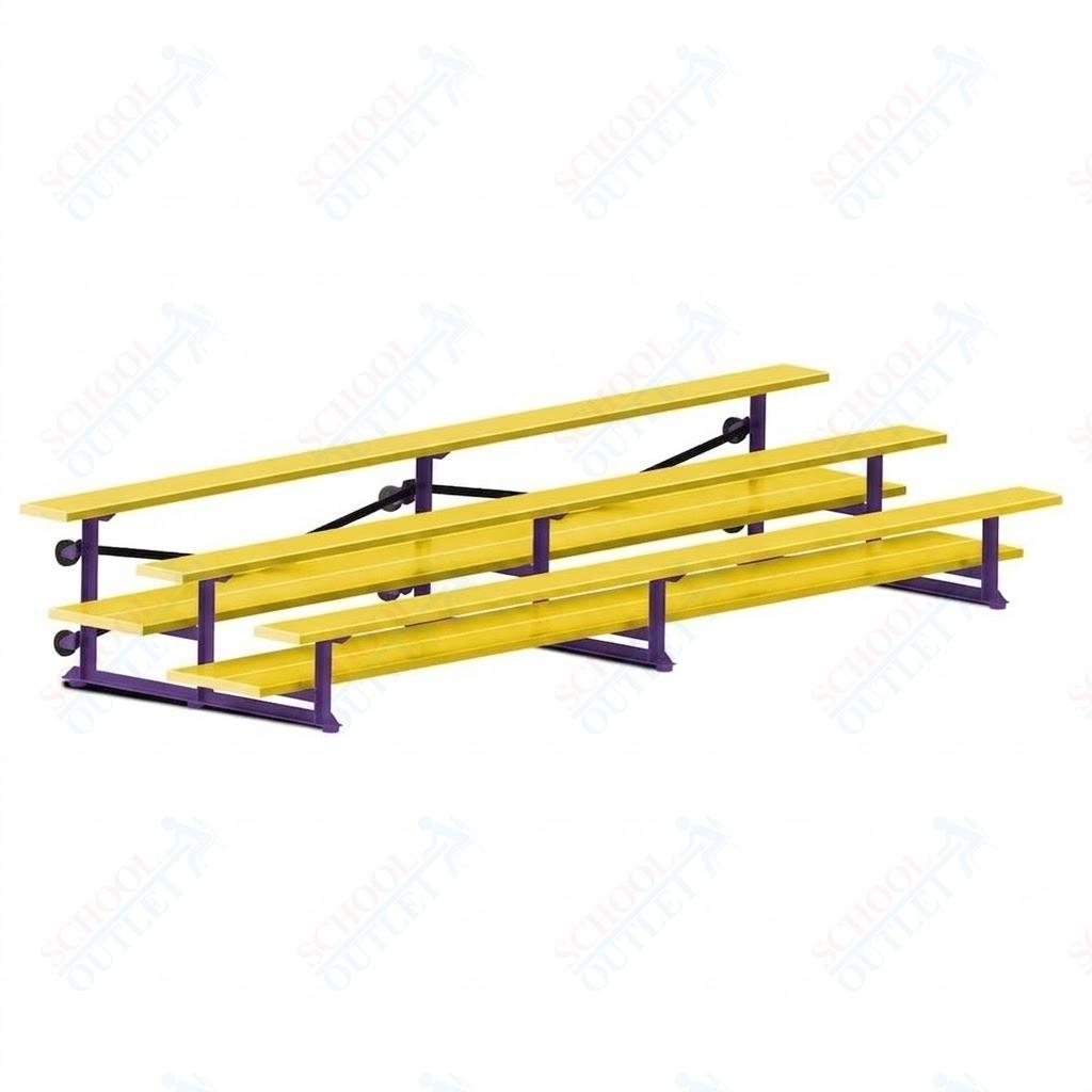 Jaypro Sports Bleacher  - 3 Row - Tip & Roll, Double Foot Plank, Powder Coated - 15' L (BLDP-3TRGPC)