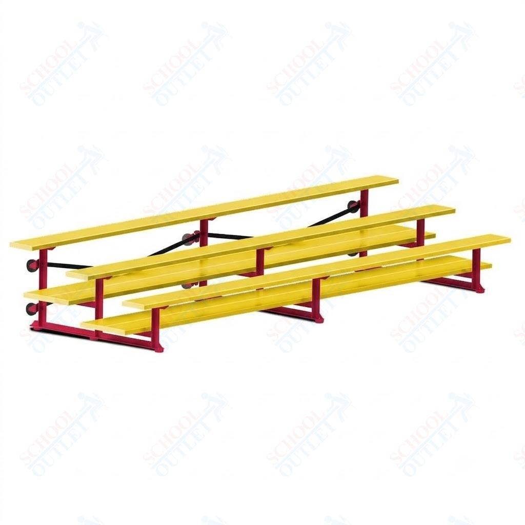 Jaypro Sports Bleacher  - 3 Row - Tip & Roll, Double Foot Plank, Powder Coated - 15' L (BLDP-3TRGPC)