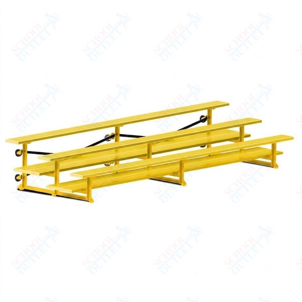 Jaypro Sports Bleacher  - 3 Row - Tip & Roll, Double Foot Plank, Powder Coated - 15' L (BLDP-3TRGPC)
