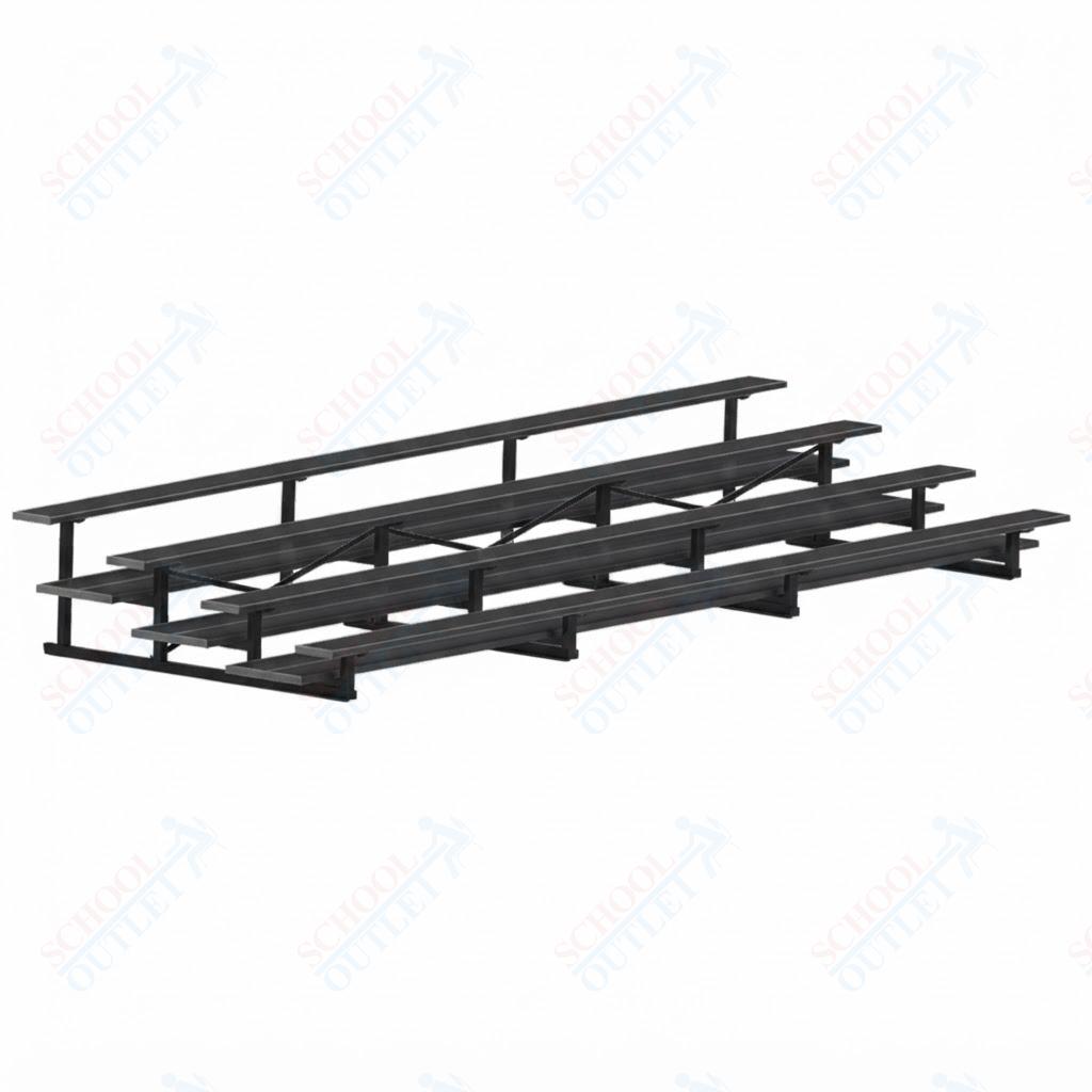 Jaypro Sports Bleacher  - 4 Row - Double Foot Plank, All Aluminum Bleachers, Powder Coated - 21' L (BLDP-421ALPC)