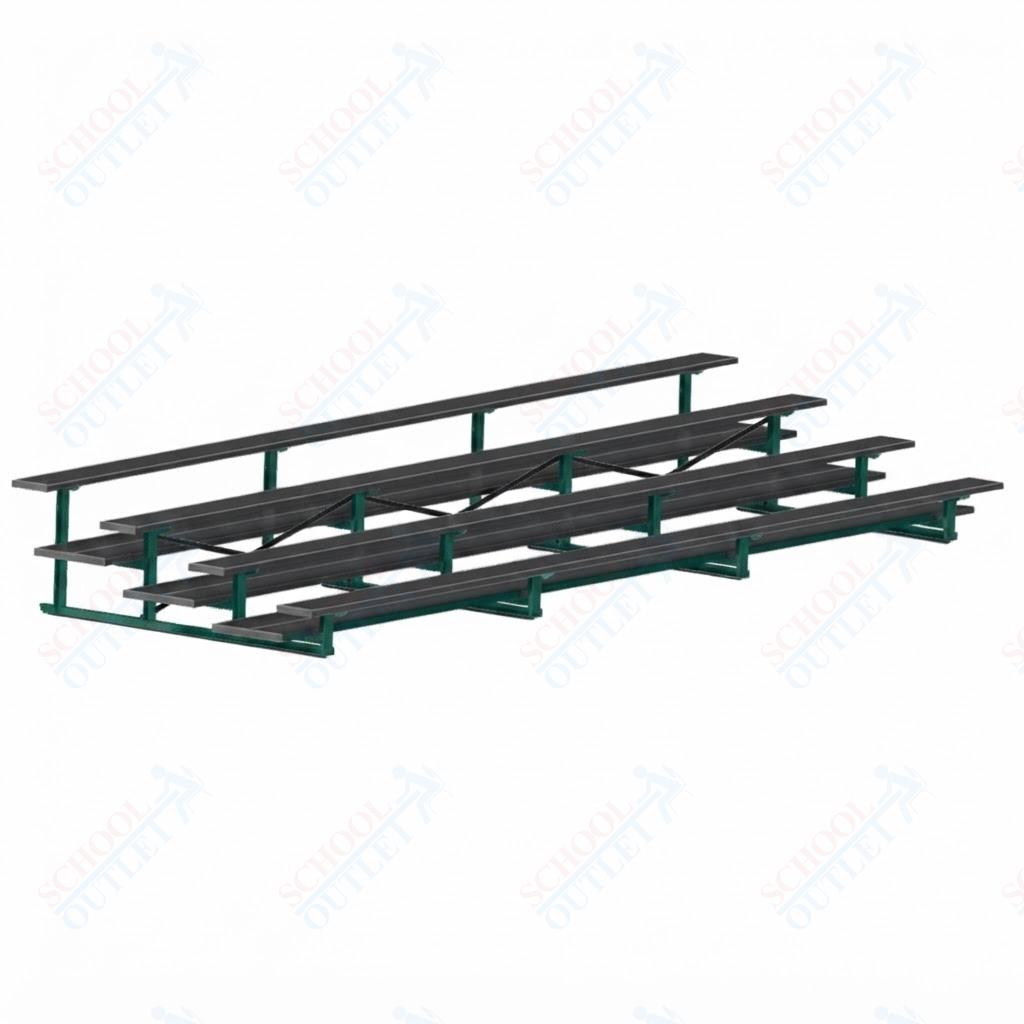 Jaypro Sports Bleacher  - 4 Row - Double Foot Plank, All Aluminum Bleachers, Powder Coated - 21' L (BLDP-421ALPC)