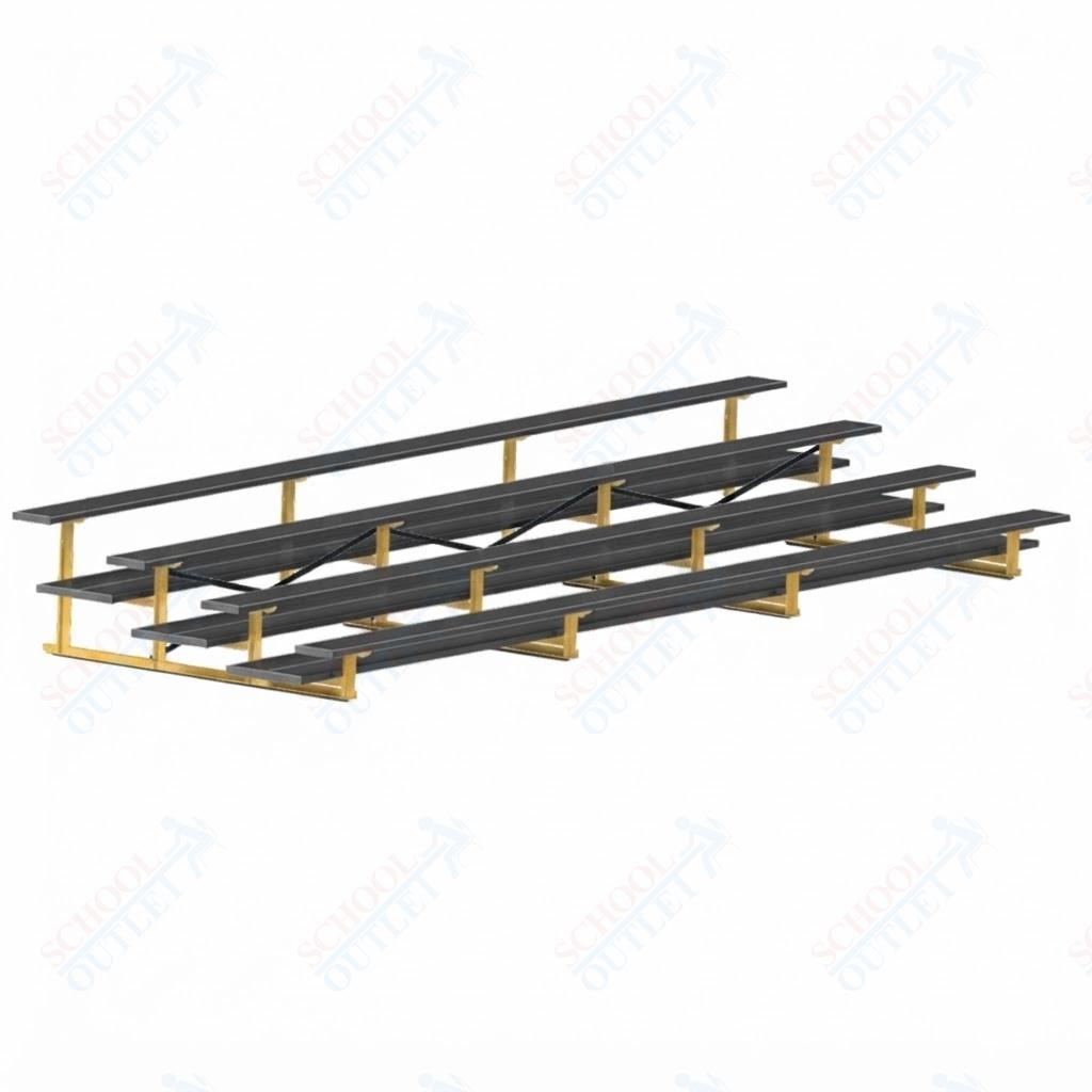 Jaypro Sports Bleacher  - 4 Row - Double Foot Plank, All Aluminum Bleachers, Powder Coated - 21' L (BLDP-421ALPC)