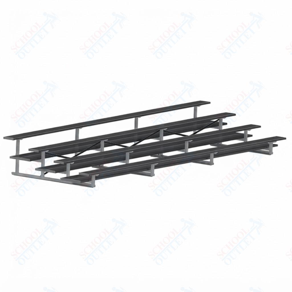 Jaypro Sports Bleacher  - 4 Row - Double Foot Plank, All Aluminum Bleachers, Powder Coated - 21' L (BLDP-421ALPC)