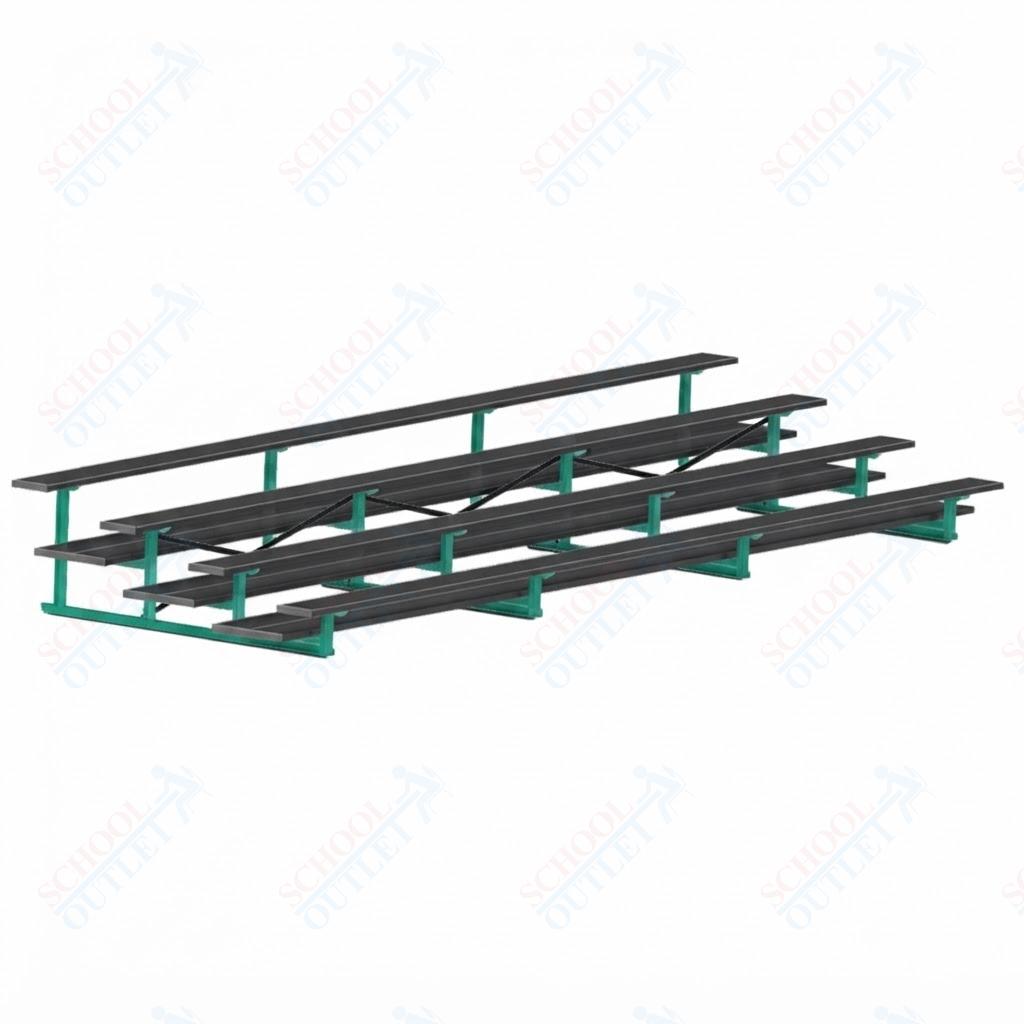 Jaypro Sports Bleacher  - 4 Row - Double Foot Plank, All Aluminum Bleachers, Powder Coated - 21' L (BLDP-421ALPC)