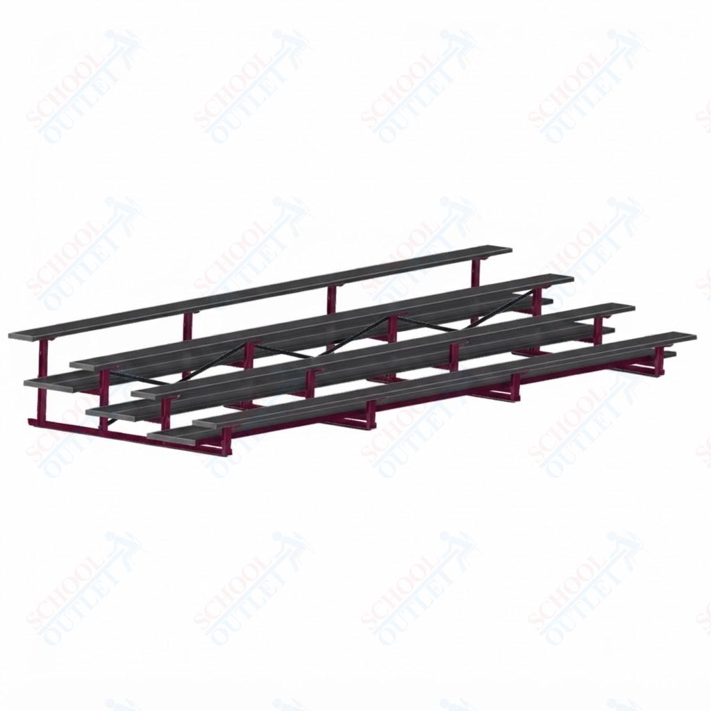 Jaypro Sports Bleacher  - 4 Row - Double Foot Plank, All Aluminum Bleachers, Powder Coated - 21' L (BLDP-421ALPC)