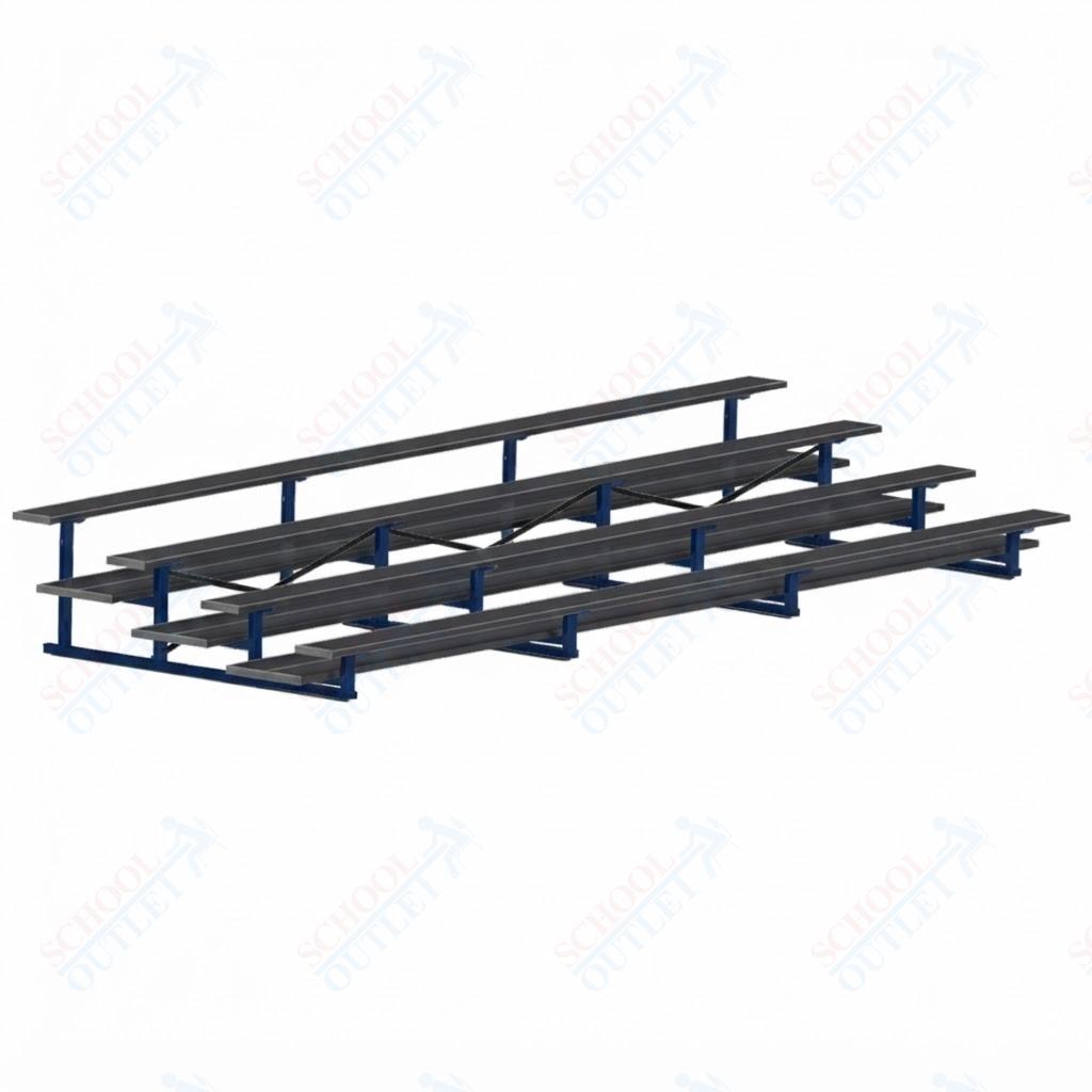 Jaypro Sports Bleacher  - 4 Row - Double Foot Plank, All Aluminum Bleachers, Powder Coated - 21' L (BLDP-421ALPC)
