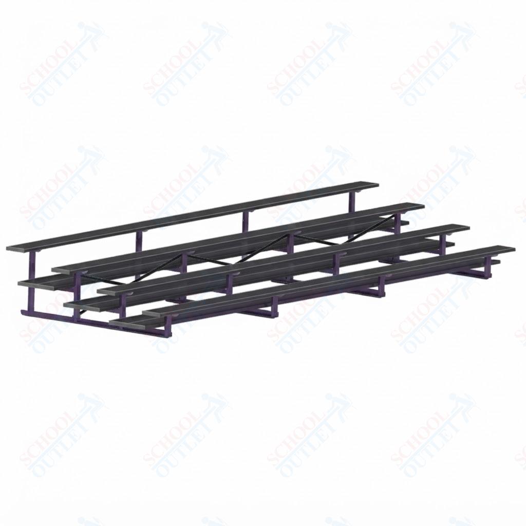 Jaypro Sports Bleacher  - 4 Row - Double Foot Plank, All Aluminum Bleachers, Powder Coated - 21' L (BLDP-421ALPC)