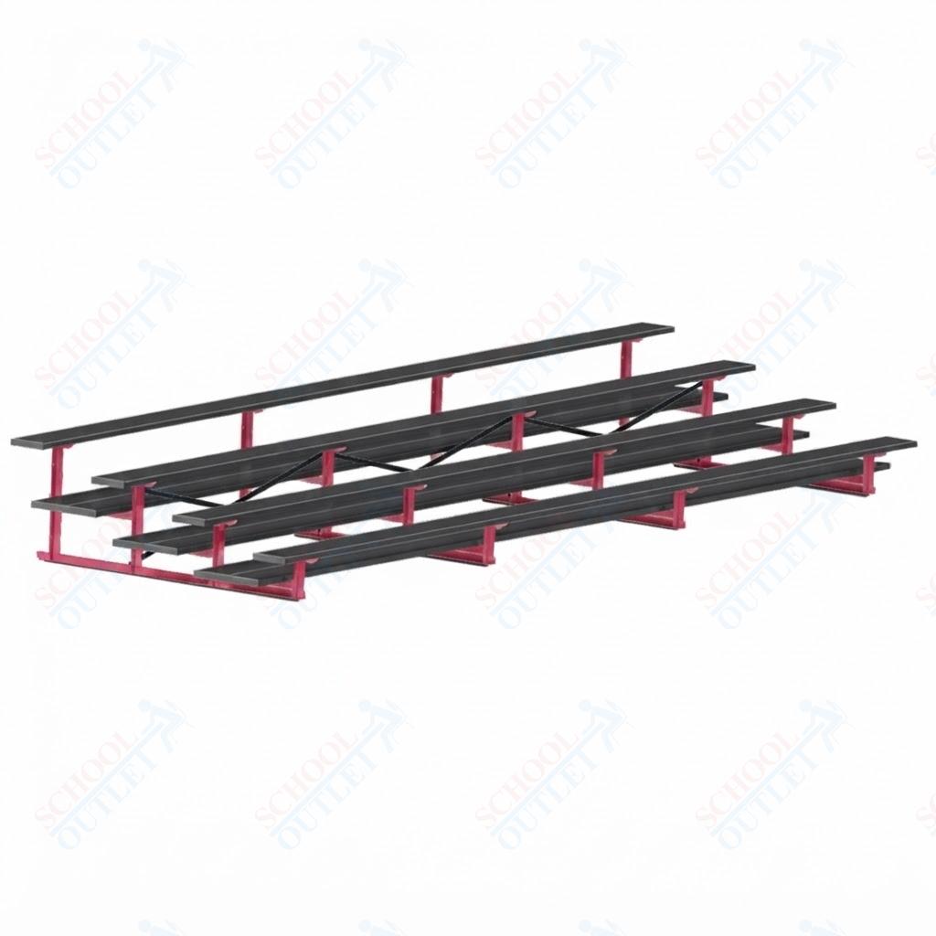 Jaypro Sports Bleacher  - 4 Row - Double Foot Plank, All Aluminum Bleachers, Powder Coated - 21' L (BLDP-421ALPC)