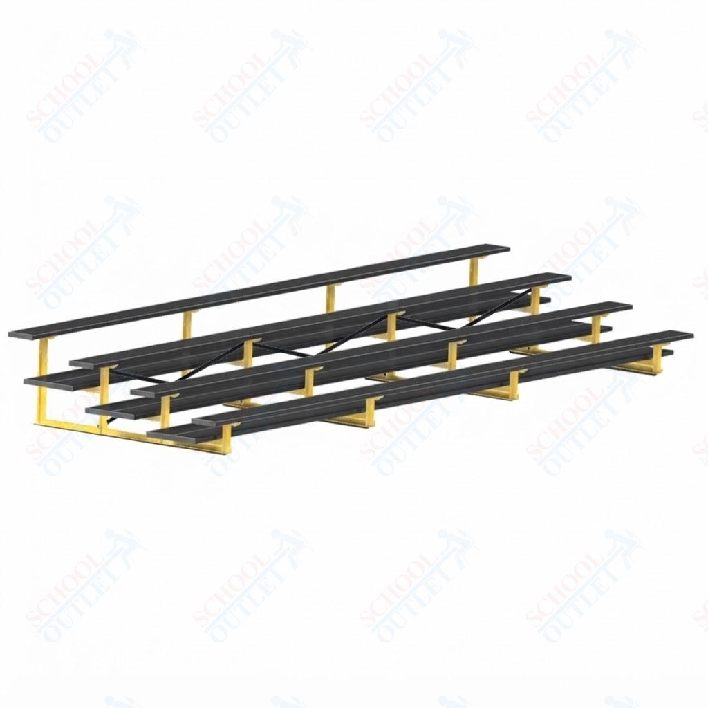 Jaypro Sports Bleacher  - 4 Row - Double Foot Plank, All Aluminum Bleachers, Powder Coated - 21' L (BLDP-421ALPC)